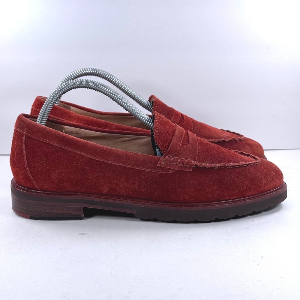 Samuel Hubbard Womens Penny Loafer Rust Red Suede Leather W2110-213 Size 8.5